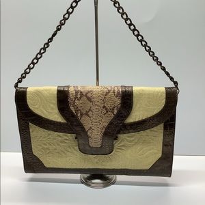 Elaine Turner brocade and snake Leather crossbody bag